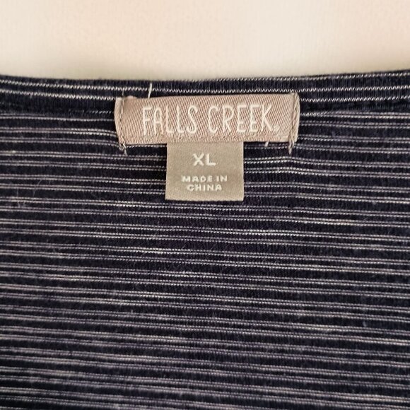 Falls Creek Blue Striped Bell Sleeve Top Women’s Large Scoop Neck Blouse - Picture 4 of 5